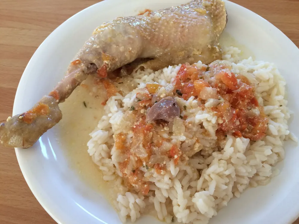 Poulet a la crème et aux tomates